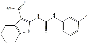 2-{[(3-chloroanilino)carbonyl]amino}-4,5,6,7-tetrahydro-1-benzothiophene-3-carboxamide,,结构式