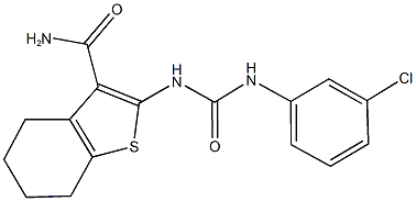 2-{[(3-chloroanilino)carbonyl]amino}-4,5,6,7-tetrahydro-1-benzothiophene-3-carboxamide Struktur