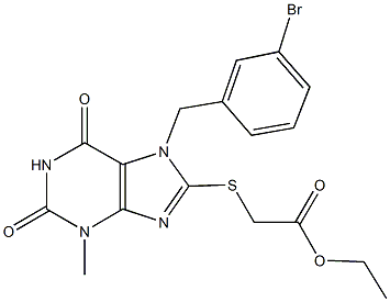 ethyl {[7-(3-bromobenzyl)-3-methyl-2,6-dioxo-2,3,6,7-tetrahydro-1H-purin-8-yl]sulfanyl}acetate Structure