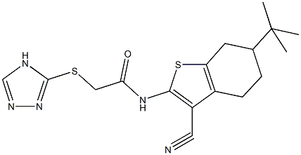 N-(6-tert-butyl-3-cyano-4,5,6,7-tetrahydro-1-benzothien-2-yl)-2-(4H-1,2,4-triazol-3-ylsulfanyl)acetamide Struktur