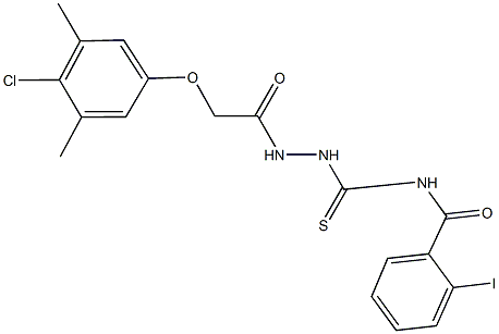 N-({2-[(4-chloro-3,5-dimethylphenoxy)acetyl]hydrazino}carbothioyl)-2-iodobenzamide 结构式