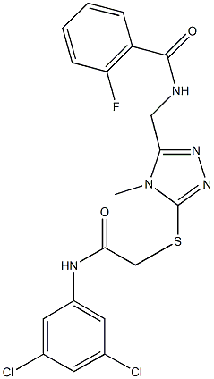N-[(5-{[2-(3,5-dichloroanilino)-2-oxoethyl]sulfanyl}-4-methyl-4H-1,2,4-triazol-3-yl)methyl]-2-fluorobenzamide Struktur