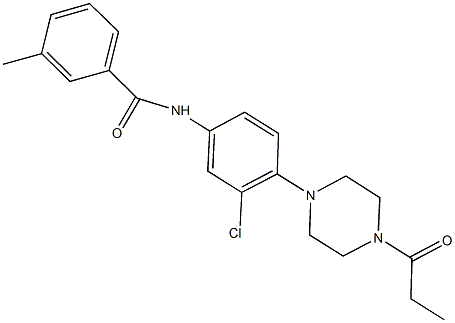 N-[3-chloro-4-(4-propionyl-1-piperazinyl)phenyl]-3-methylbenzamide 结构式