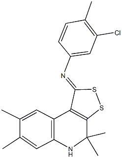 N-(3-chloro-4-methylphenyl)-N-(4,4,7,8-tetramethyl-4,5-dihydro-1H-[1,2]dithiolo[3,4-c]quinolin-1-ylidene)amine 化学構造式