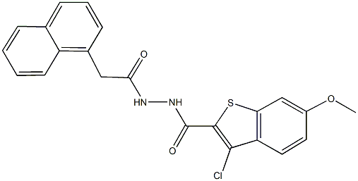 3-chloro-6-methoxy-N'-(1-naphthylacetyl)-1-benzothiophene-2-carbohydrazide,,结构式