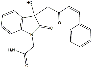 2-[3-hydroxy-2-oxo-3-(2-oxo-4-phenyl-3-butenyl)-2,3-dihydro-1H-indol-1-yl]acetamide 化学構造式