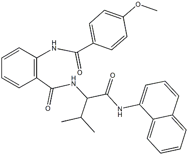 2-[(4-methoxybenzoyl)amino]-N-{2-methyl-1-[(1-naphthylamino)carbonyl]propyl}benzamide,,结构式