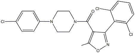 1-(4-chlorophenyl)-4-{[3-(2,6-dichlorophenyl)-5-methyl-4-isoxazolyl]carbonyl}piperazine Struktur