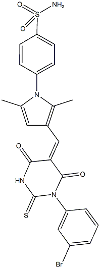 4-{3-[(1-(3-bromophenyl)-4,6-dioxo-2-thioxotetrahydro-5(2H)-pyrimidinylidene)methyl]-2,5-dimethyl-1H-pyrrol-1-yl}benzenesulfonamide|