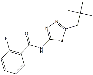 2-fluoro-N-(5-neopentyl-1,3,4-thiadiazol-2-yl)benzamide Struktur