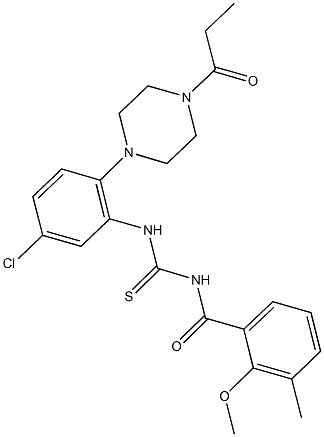 N-[5-chloro-2-(4-propionyl-1-piperazinyl)phenyl]-N'-(2-methoxy-3-methylbenzoyl)thiourea,,结构式