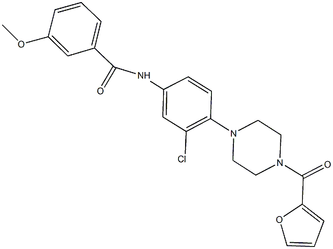N-{3-chloro-4-[4-(2-furoyl)-1-piperazinyl]phenyl}-3-methoxybenzamide 结构式