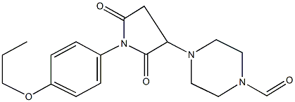 4-[2,5-dioxo-1-(4-propoxyphenyl)-3-pyrrolidinyl]-1-piperazinecarbaldehyde|