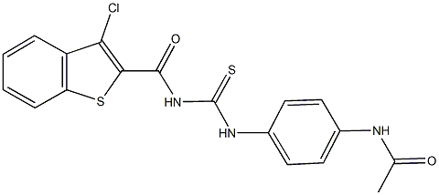 N-{4-[({[(3-chloro-1-benzothien-2-yl)carbonyl]amino}carbothioyl)amino]phenyl}acetamide Structure