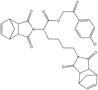 2-(4-chlorophenyl)-2-oxoethyl 2,6-bis(3,5-dioxo-4-azatricyclo[5.2.1.0~2,6~]dec-8-en-4-yl)hexanoate Struktur