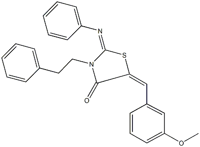 5-(3-methoxybenzylidene)-3-(2-phenylethyl)-2-(phenylimino)-1,3-thiazolidin-4-one Structure