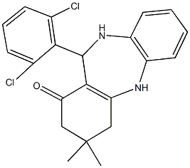 11-(2,6-dichlorophenyl)-3,3-dimethyl-2,3,4,5,10,11-hexahydro-1H-dibenzo[b,e][1,4]diazepin-1-one Struktur