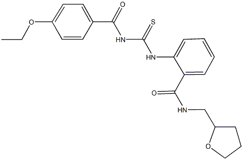 2-({[(4-ethoxybenzoyl)amino]carbothioyl}amino)-N-(tetrahydro-2-furanylmethyl)benzamide,,结构式