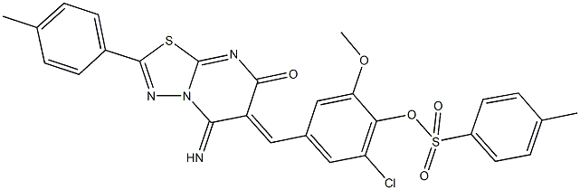 2-chloro-4-[(5-imino-2-(4-methylphenyl)-7-oxo-5H-[1,3,4]thiadiazolo[3,2-a]pyrimidin-6(7H)-ylidene)methyl]-6-methoxyphenyl 4-methylbenzenesulfonate
