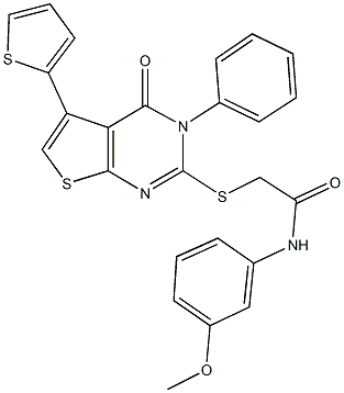 N-(3-methoxyphenyl)-2-{[4-oxo-3-phenyl-5-(2-thienyl)-3,4-dihydrothieno[2,3-d]pyrimidin-2-yl]sulfanyl}acetamide Structure