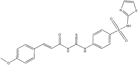4-[({[3-(4-methoxyphenyl)acryloyl]amino}carbothioyl)amino]-N-(1,3-thiazol-2-yl)benzenesulfonamide,,结构式