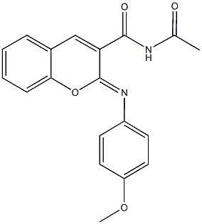 N-acetyl-2-[(4-methoxyphenyl)imino]-2H-chromene-3-carboxamide,,结构式