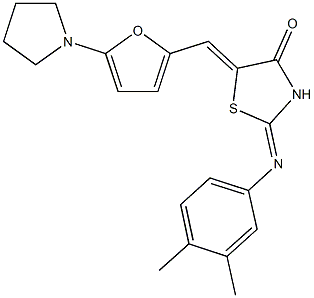 2-[(3,4-dimethylphenyl)imino]-5-{[5-(1-pyrrolidinyl)-2-furyl]methylene}-1,3-thiazolidin-4-one,,结构式
