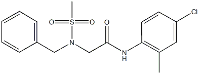 2-[benzyl(methylsulfonyl)amino]-N-(4-chloro-2-methylphenyl)acetamide,,结构式