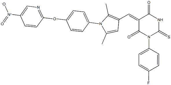 1-(4-fluorophenyl)-5-({1-[4-({5-nitro-2-pyridinyl}oxy)phenyl]-2,5-dimethyl-1H-pyrrol-3-yl}methylene)-2-thioxodihydro-4,6(1H,5H)-pyrimidinedione