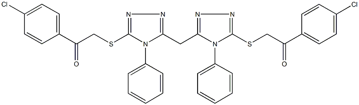 1-(4-chlorophenyl)-2-({5-[(5-{[2-(4-chlorophenyl)-2-oxoethyl]sulfanyl}-4-phenyl-4H-1,2,4-triazol-3-yl)methyl]-4-phenyl-4H-1,2,4-triazol-3-yl}sulfanyl)ethanone
