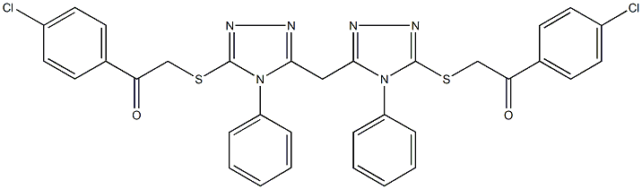 1-(4-chlorophenyl)-2-({5-[(5-{[2-(4-chlorophenyl)-2-oxoethyl]sulfanyl}-4-phenyl-4H-1,2,4-triazol-3-yl)methyl]-4-phenyl-4H-1,2,4-triazol-3-yl}sulfanyl)ethanone|