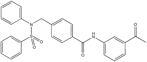 N-(3-acetylphenyl)-4-{[(phenylsulfonyl)anilino]methyl}benzamide Structure