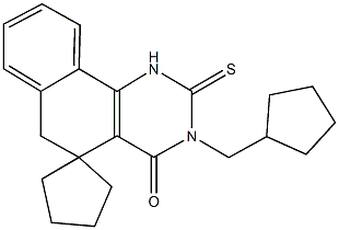 3-(cyclopentylmethyl)-2-thioxo-2,3,5,6-tetrahydrospiro(benzo[h]quinazoline-5,1'-cyclopentane)-4(1H)-one Structure