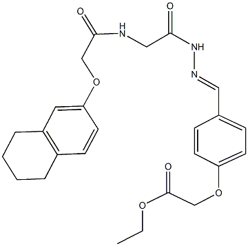 ethyl {4-[2-({[(5,6,7,8-tetrahydro-2-naphthalenyloxy)acetyl]amino}acetyl)carbohydrazonoyl]phenoxy}acetate Structure