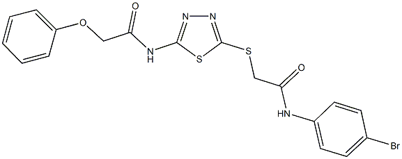 N-(5-{[2-(4-bromoanilino)-2-oxoethyl]sulfanyl}-1,3,4-thiadiazol-2-yl)-2-phenoxyacetamide 化学構造式