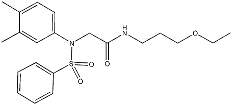 2-[3,4-dimethyl(phenylsulfonyl)anilino]-N-(3-ethoxypropyl)acetamide 化学構造式