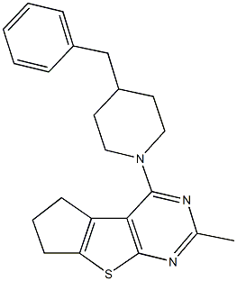 4-(4-benzyl-1-piperidinyl)-2-methyl-6,7-dihydro-5H-cyclopenta[4,5]thieno[2,3-d]pyrimidine Structure