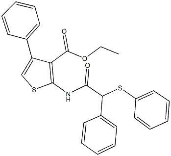 ethyl 4-phenyl-2-{[phenyl(phenylsulfanyl)acetyl]amino}-3-thiophenecarboxylate Structure