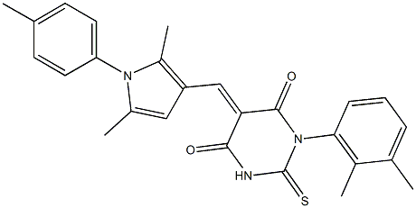 5-{[2,5-dimethyl-1-(4-methylphenyl)-1H-pyrrol-3-yl]methylene}-1-(2,3-dimethylphenyl)-2-thioxodihydro-4,6(1H,5H)-pyrimidinedione 化学構造式