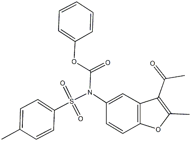 phenyl 3-acetyl-2-methyl-1-benzofuran-5-yl[(4-methylphenyl)sulfonyl]carbamate,,结构式