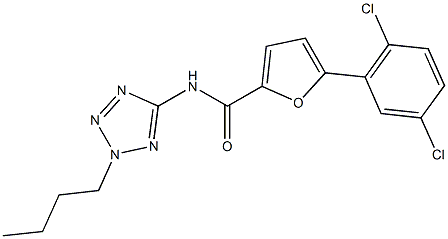 N-(2-butyl-2H-tetraazol-5-yl)-5-(2,5-dichlorophenyl)-2-furamide 化学構造式