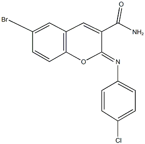 6-bromo-2-[(4-chlorophenyl)imino]-2H-chromene-3-carboxamide