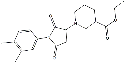 ethyl 1-[1-(3,4-dimethylphenyl)-2,5-dioxo-3-pyrrolidinyl]-3-piperidinecarboxylate,,结构式