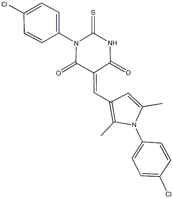 1-(4-chlorophenyl)-5-{[1-(4-chlorophenyl)-2,5-dimethyl-1H-pyrrol-3-yl]methylene}-2-thioxodihydro-4,6(1H,5H)-pyrimidinedione,,结构式
