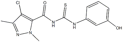 N-[(4-chloro-1,3-dimethyl-1H-pyrazol-5-yl)carbonyl]-N'-(3-hydroxyphenyl)thiourea 结构式