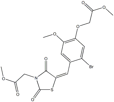 methyl {5-[2-bromo-5-methoxy-4-(2-methoxy-2-oxoethoxy)benzylidene]-2,4-dioxo-1,3-thiazolidin-3-yl}acetate Structure