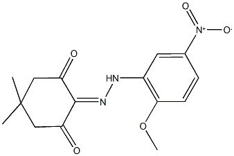 5,5-dimethylcyclohexane-1,2,3-trione 2-({5-nitro-2-methoxyphenyl}hydrazone) 化学構造式