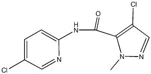 4-chloro-N-(5-chloro-2-pyridinyl)-1-methyl-1H-pyrazole-5-carboxamide 化学構造式