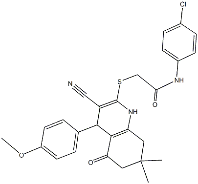 N-(4-chlorophenyl)-2-{[3-cyano-4-(4-methoxyphenyl)-7,7-dimethyl-5-oxo-1,4,5,6,7,8-hexahydro-2-quinolinyl]sulfanyl}acetamide