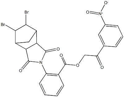 2-{3-nitrophenyl}-2-oxoethyl 2-(8,9-dibromo-3,5-dioxo-4-azatricyclo[5.2.1.0~2,6~]dec-4-yl)benzoate Structure